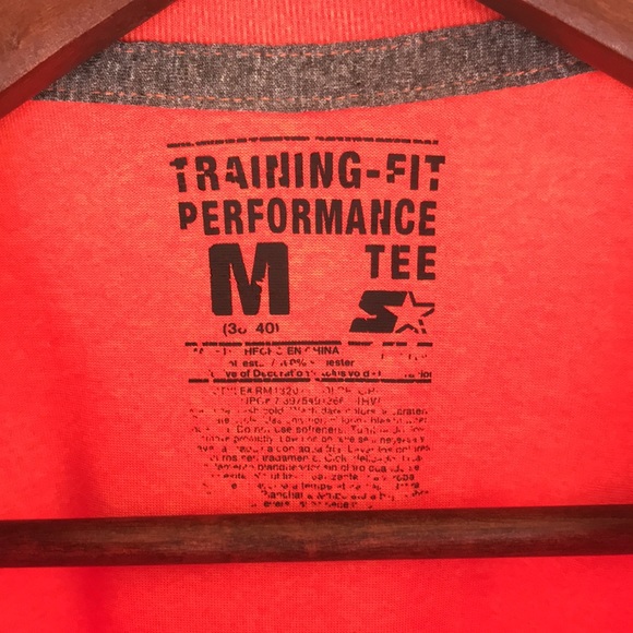 STARTER Men’s Size M Training-fit Performance Athletic Tee Orange Antimicrobial - Picture 2 of 5
